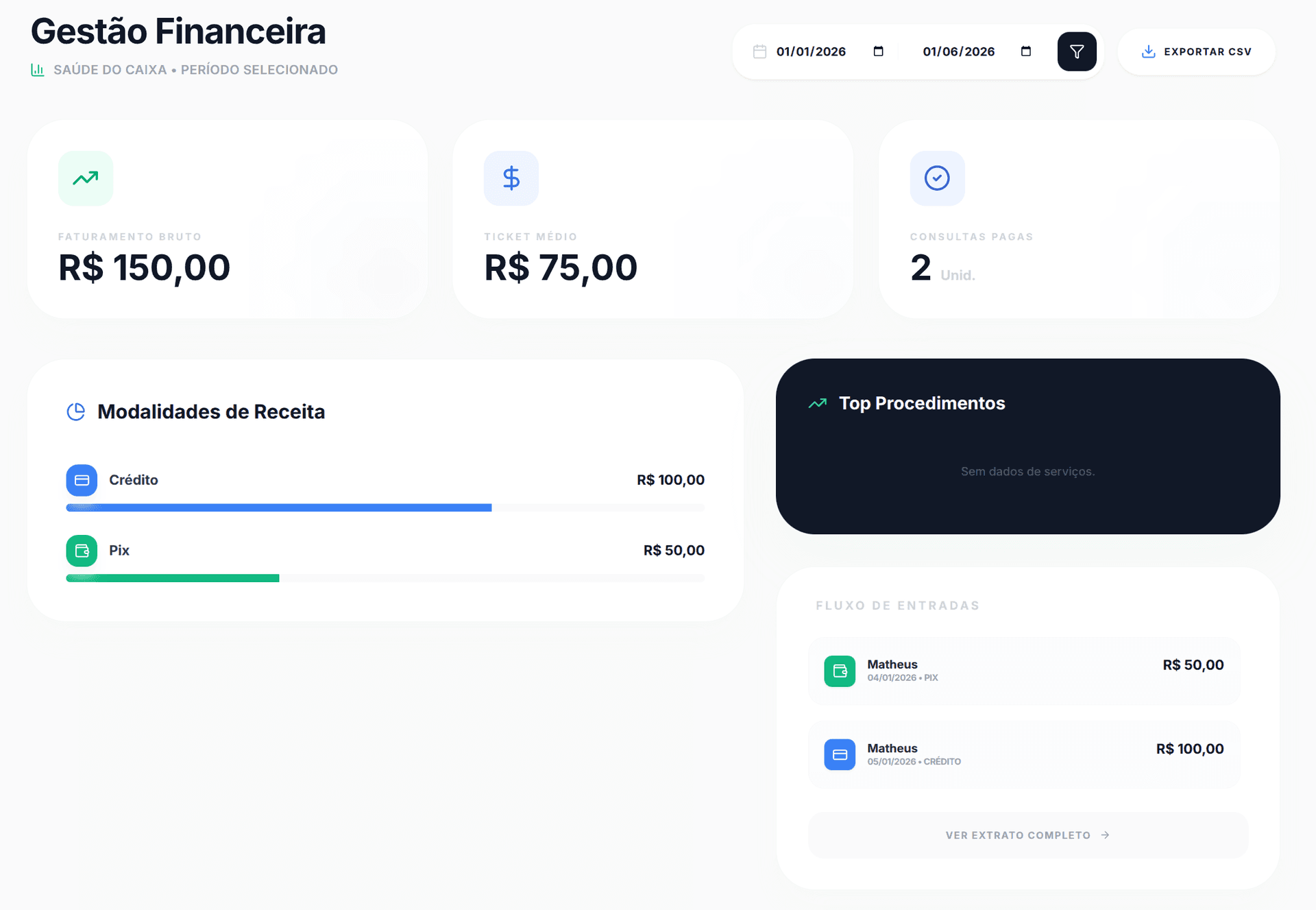 Dashboard de Faturamento Recuperado